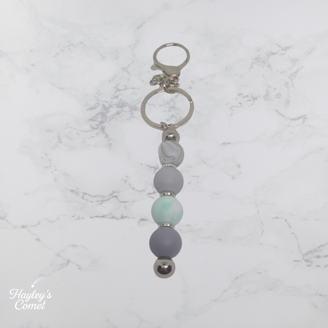 Marble Moonbeam Keychain | Handmade Beaded Cosmic Keychain