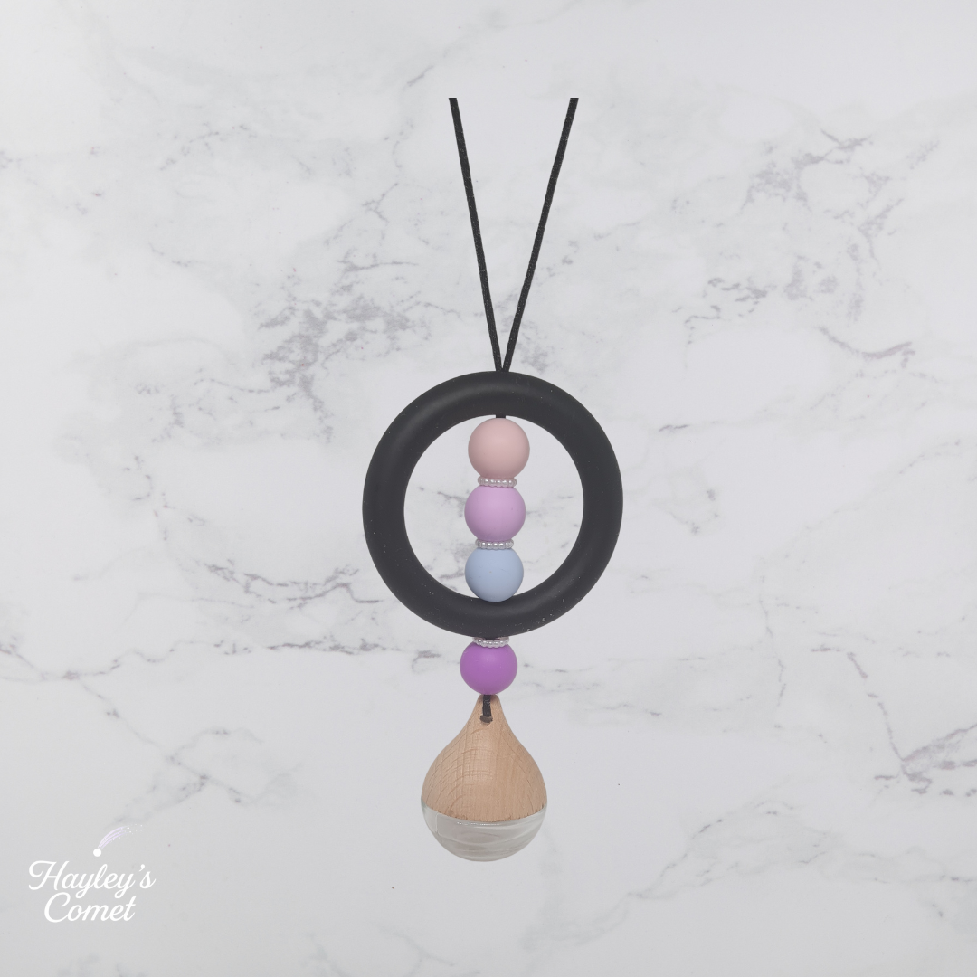 Pastel Nebula Orbit Car Charm | Handmade Beaded Cosmic Car Charm