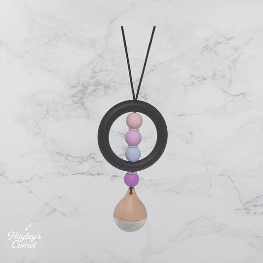 Pastel Nebula Orbit Car Charm | Handmade Beaded Cosmic Car Charm