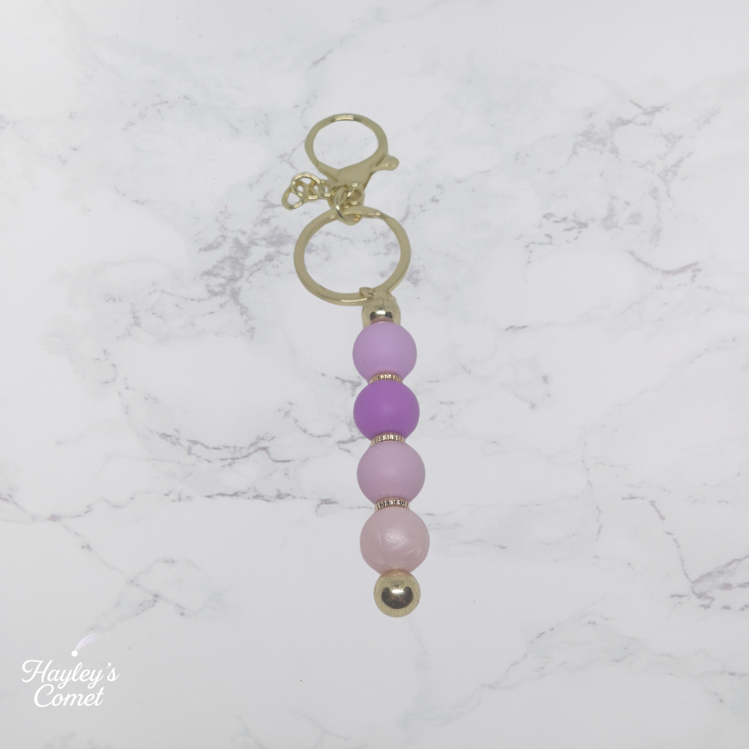 Amethyst Orbit Keychain | Handmade Beaded Cosmic Keychain