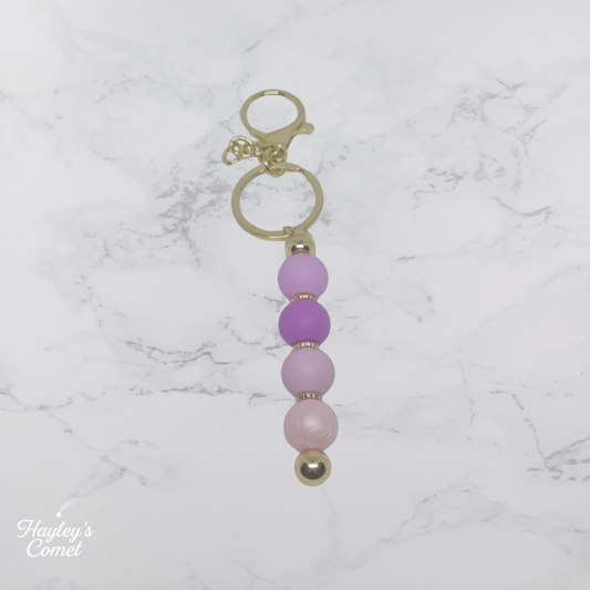 Amethyst Orbit Keychain | Handmade Beaded Cosmic Keychain