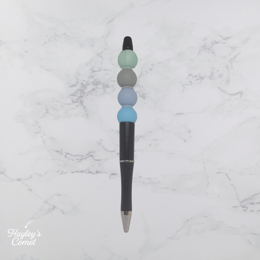 Aqua Cosmos Pen | Handmade Beaded Cosmic Pen