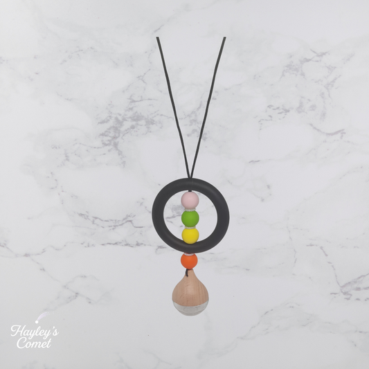 Neon Citrus Orbit Car Charm | Handmade Beaded Cosmic Car Charm