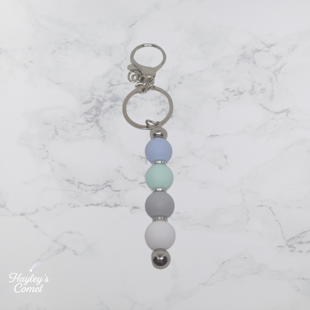 Seafoam Skies Keychain | Handmade Beaded Cosmic Keychain