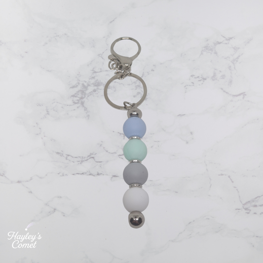 Seafoam Skies Keychain | Handmade Beaded Cosmic Keychain