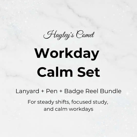 Workday Calm Set - Lanyard + Pen + Badge Reel Bundle